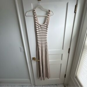 DISSH Black and Cream Striped Maxi Dress